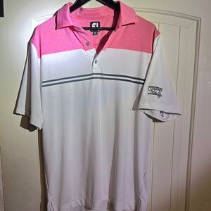 Footjoy Golf Men's Pink and White Polo